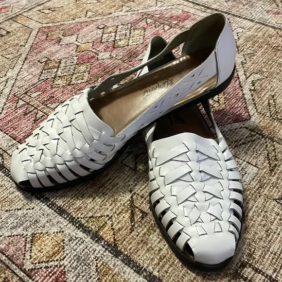 Genuine leather Vintage ROMANO - made in Brazil - Huaraches white sandals Sz 7 - Picture 6 of 12
